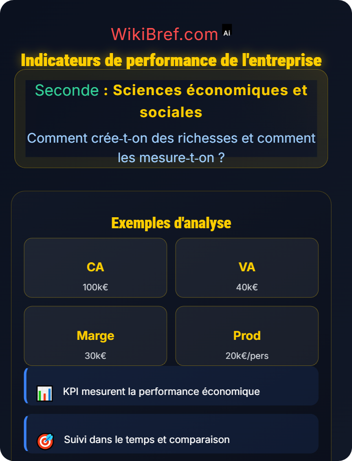 Indicateurs de performance de l’entreprise Mesure des richesses produites : l’exemple d’une entreprise