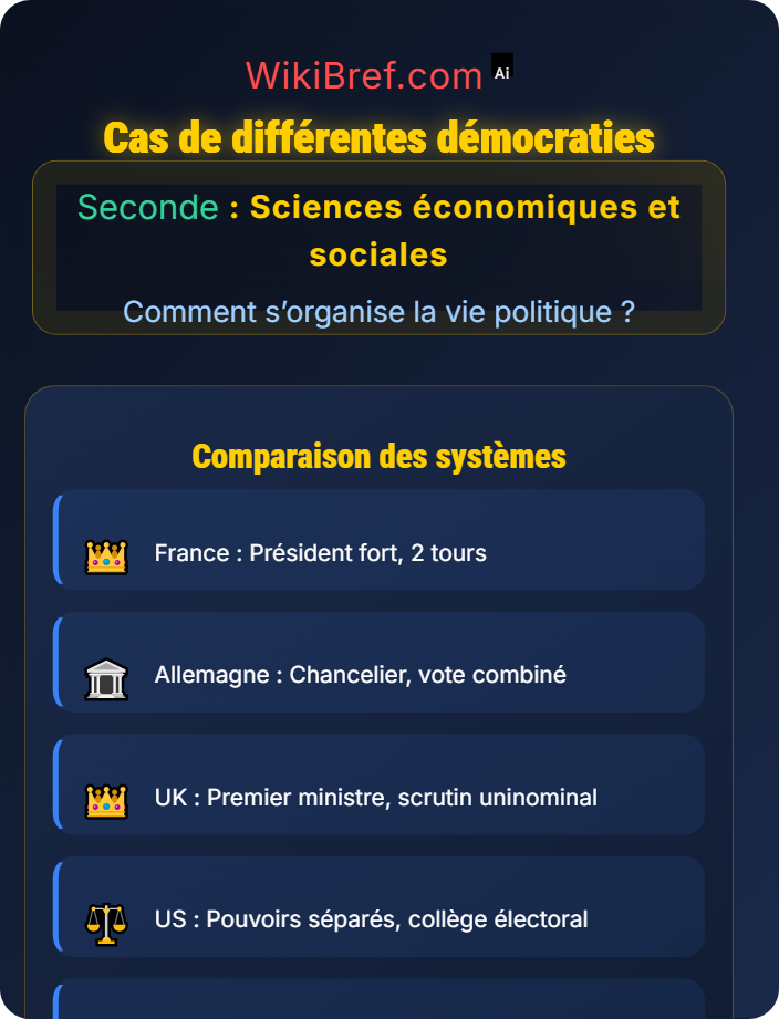 Cas de différentes démocraties Importance du mode de scrutin