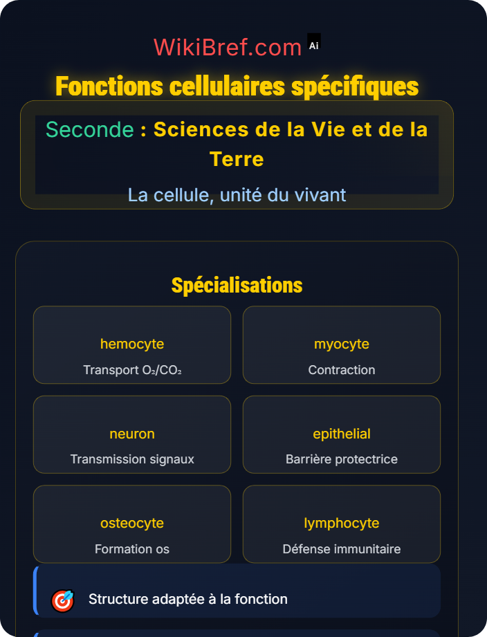 Fonctions cellulaires spécifiques Les êtres vivants pluricellulaires et la spécialisation des cellules