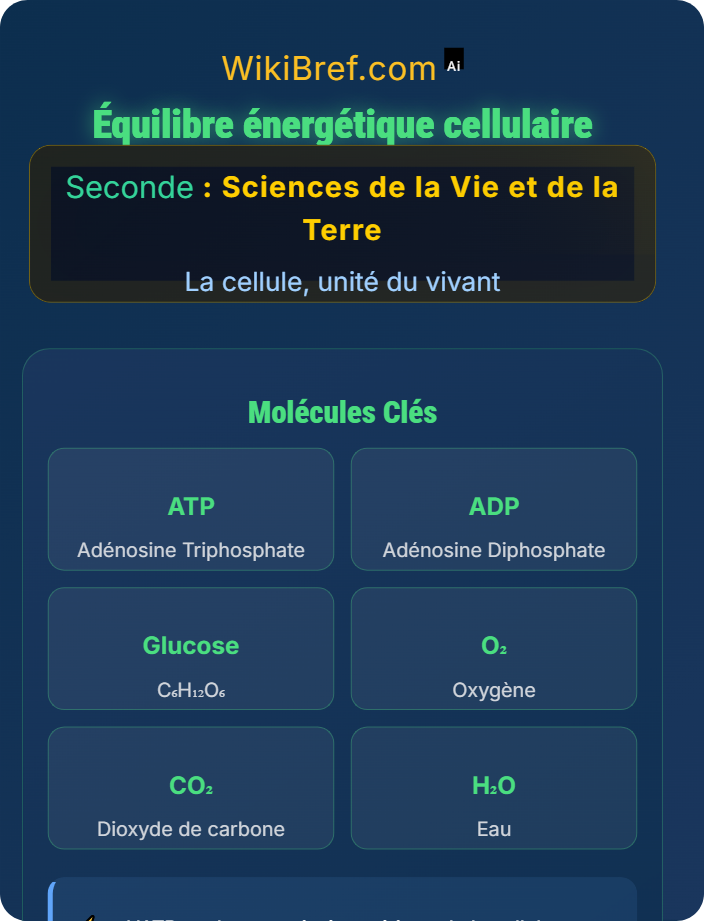 Équilibre énergétique cellulaire Métabolisme des cellules