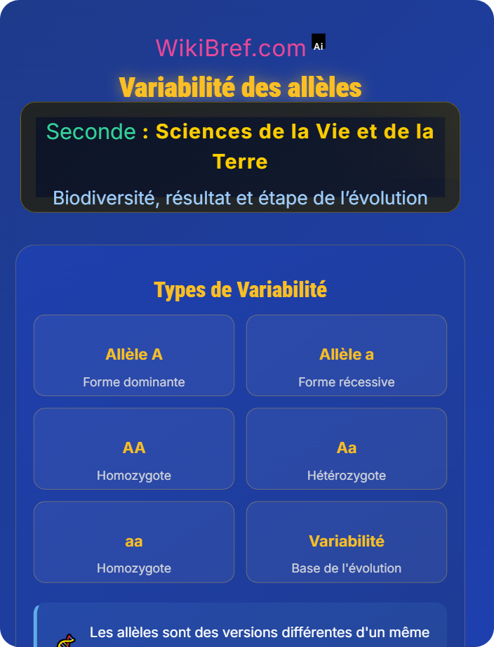 Variabilité des allèles Diversité génétique au sein d’une espèce