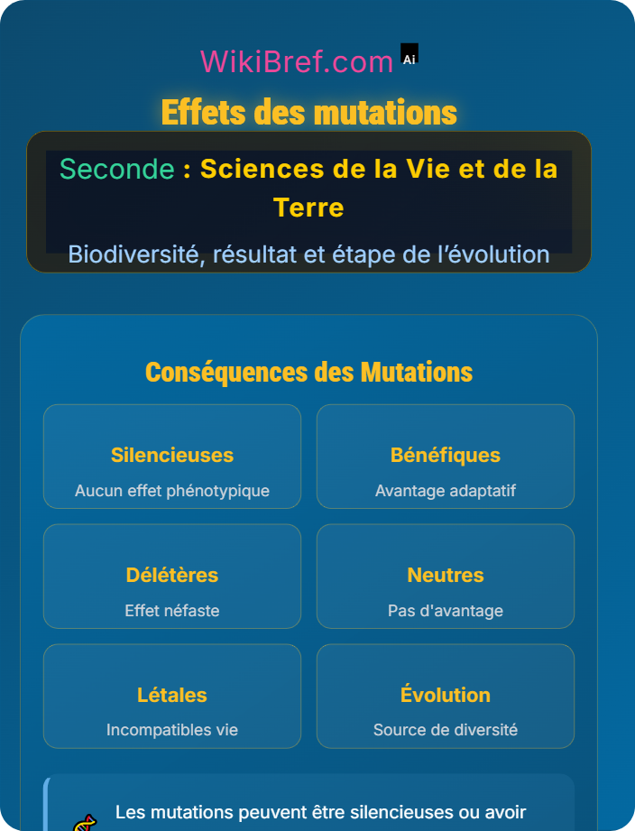 Effets des mutations Diversité génétique au sein d’une espèce
