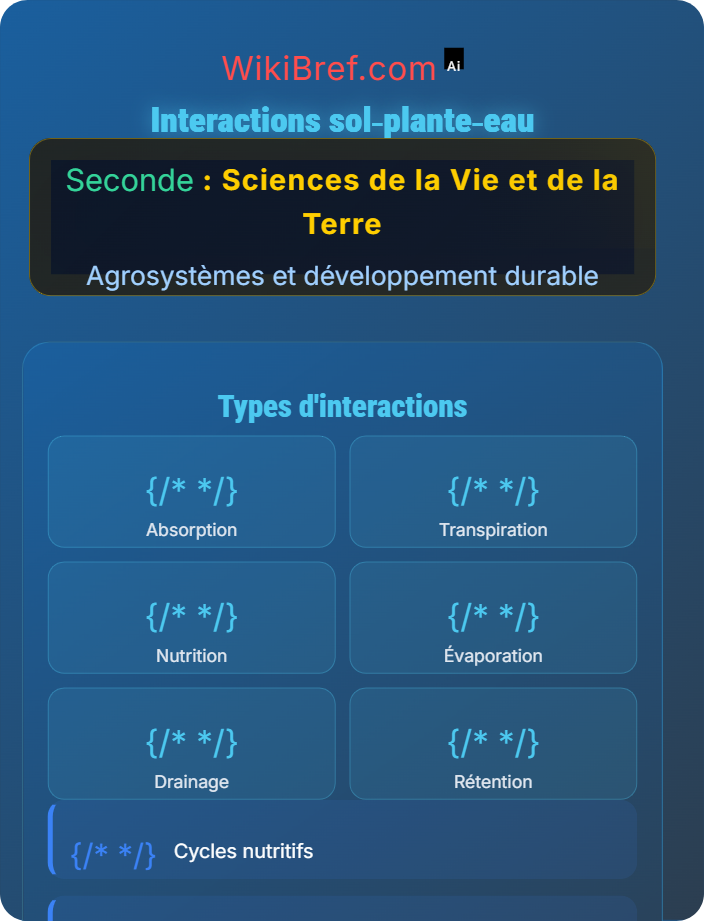Interactions sol‑plante‑eau Structure et fonctionnement des agrosystèmes