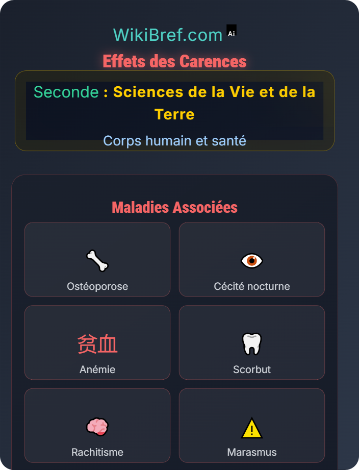 Effets des carences Nutrition et bien‑être
