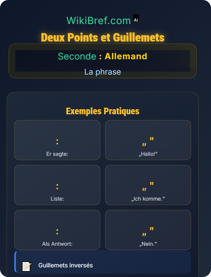 Utilisation des deux points und Anführungszeichen La ponctuation