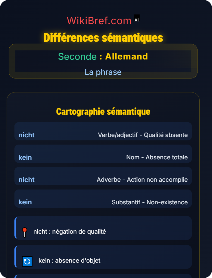 Différences sémantiques Négation dans la phrase (nicht / kein)