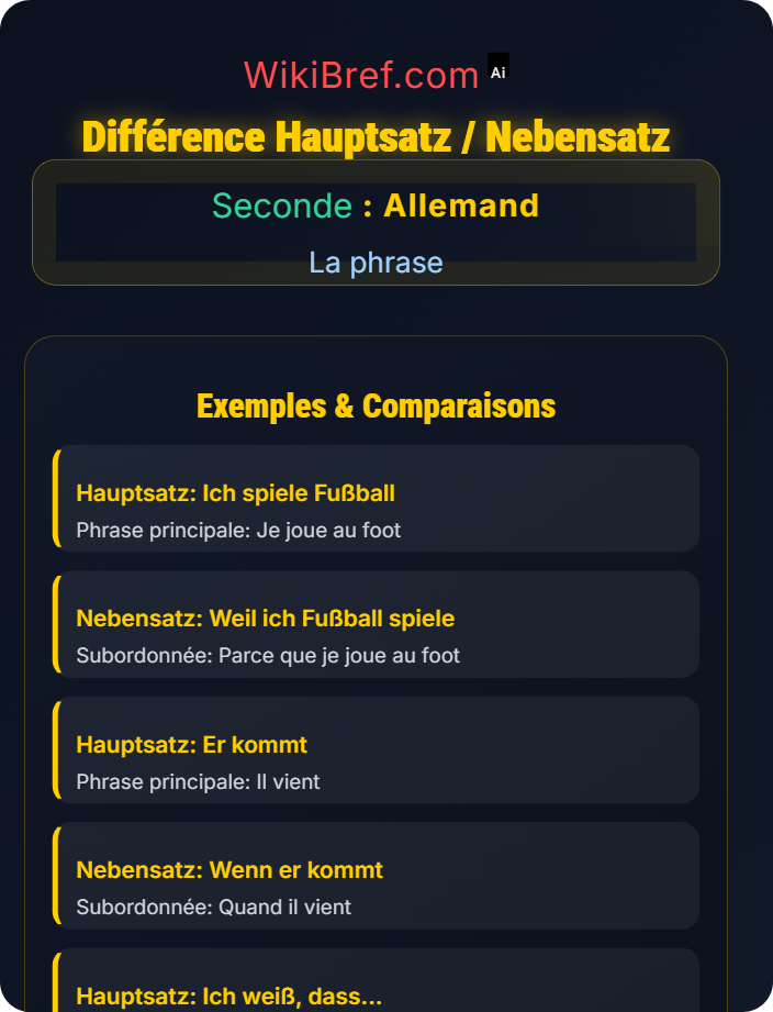 Différence Hauptsatz / Nebensatz La phrase subordonnée