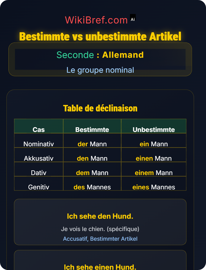 Bestimmte vs unbestimmte Artikel Articles définis et indéfinis