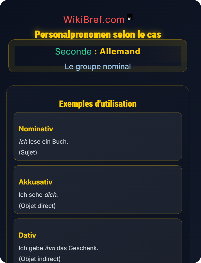 Personalpronomen selon le cas Pronoms personnels et réfléchis