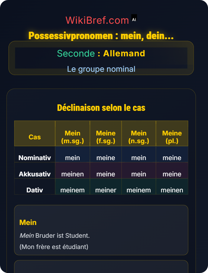 Possessivpronomen : mein, dein… Pronoms démonstratifs et possessifs