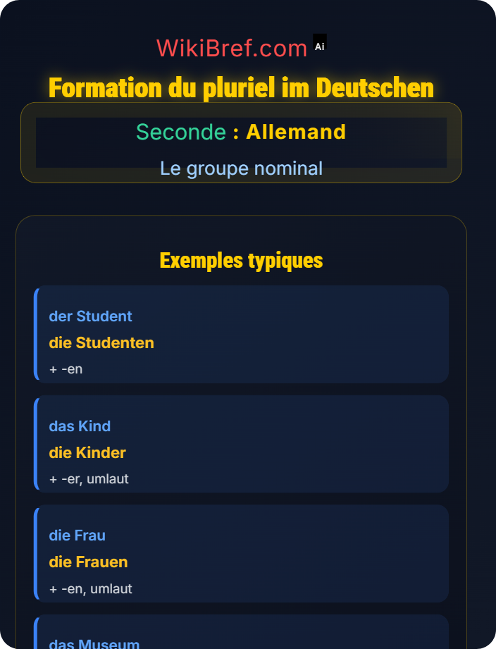 Formation du pluriel im Deutschen Noms au pluriel et exceptions