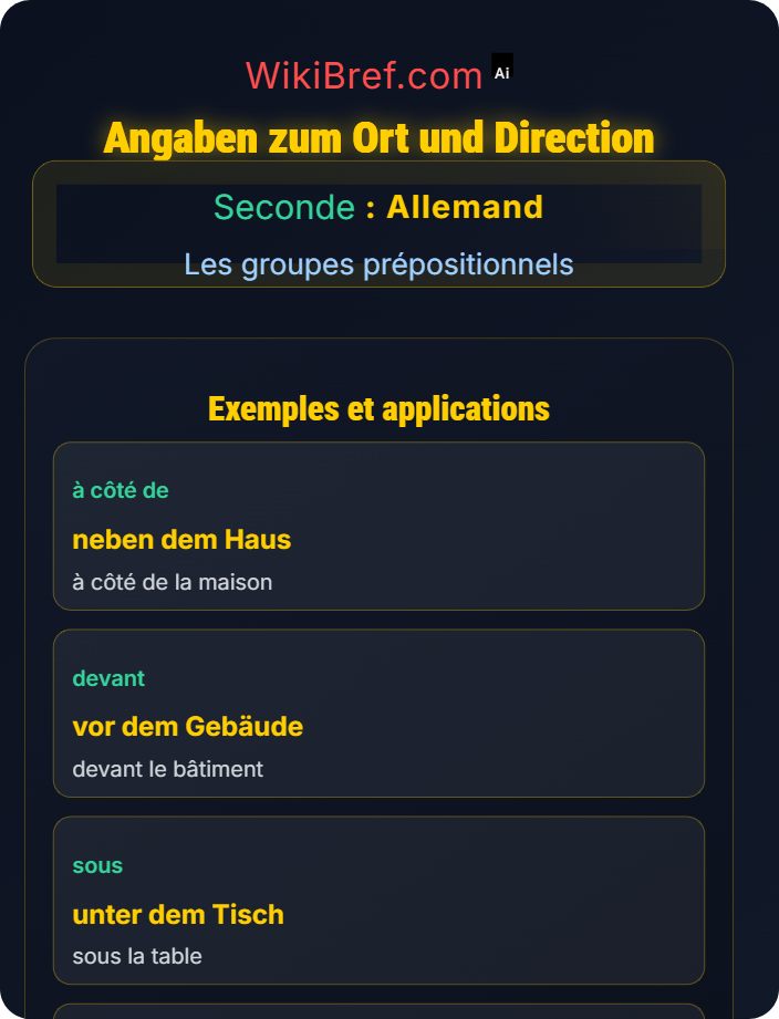 Angaben zum Ort und Direction Compléments de lieu, temps et manière