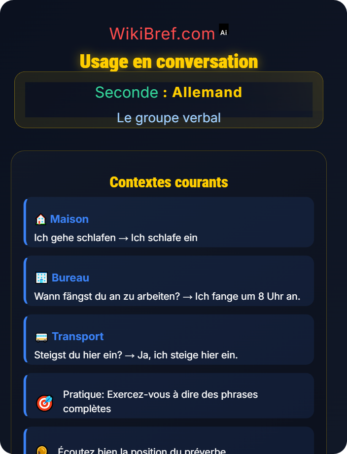 Usage en conversation Verbes à préverbe séparable