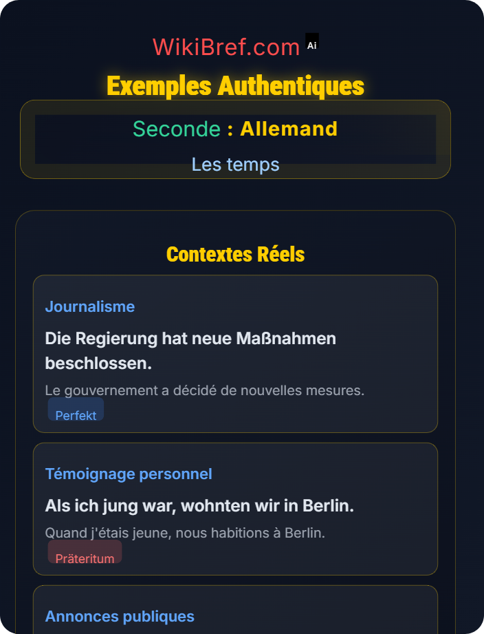 Exemples authentiques Prétérit et parfait